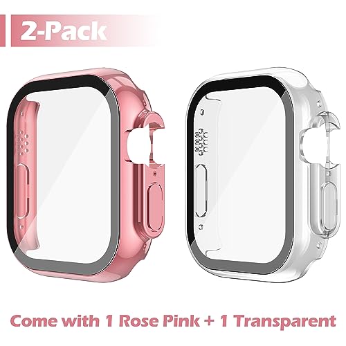 Misxi 2 Pack Hard PC Case with Tempered Glass Screen Protector Compatible with Apple Watch Series 6 SE Series 5 Series 4 44mm, Black