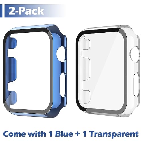 Misxi 2 Pack Hard PC Case with Tempered Glass Screen Protector Compatible with Apple Watch Series 6 SE Series 5 Series 4 44mm, Black