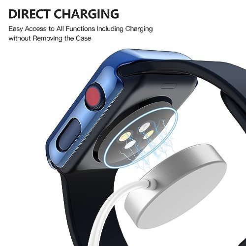 Misxi 2 Pack Hard PC Case with Tempered Glass Screen Protector Compatible with Apple Watch Series 6 SE Series 5 Series 4 44mm, Black
