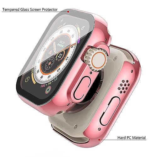 Misxi 2 Pack Hard PC Case with Tempered Glass Screen Protector Compatible with Apple Watch Series 6 SE Series 5 Series 4 44mm, Black