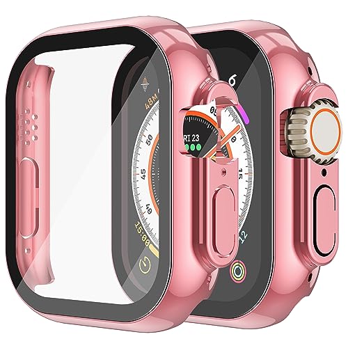 Misxi 2 Pack Hard PC Case with Tempered Glass Screen Protector Compatible with Apple Watch Series 6 SE Series 5 Series 4 44mm, Black
