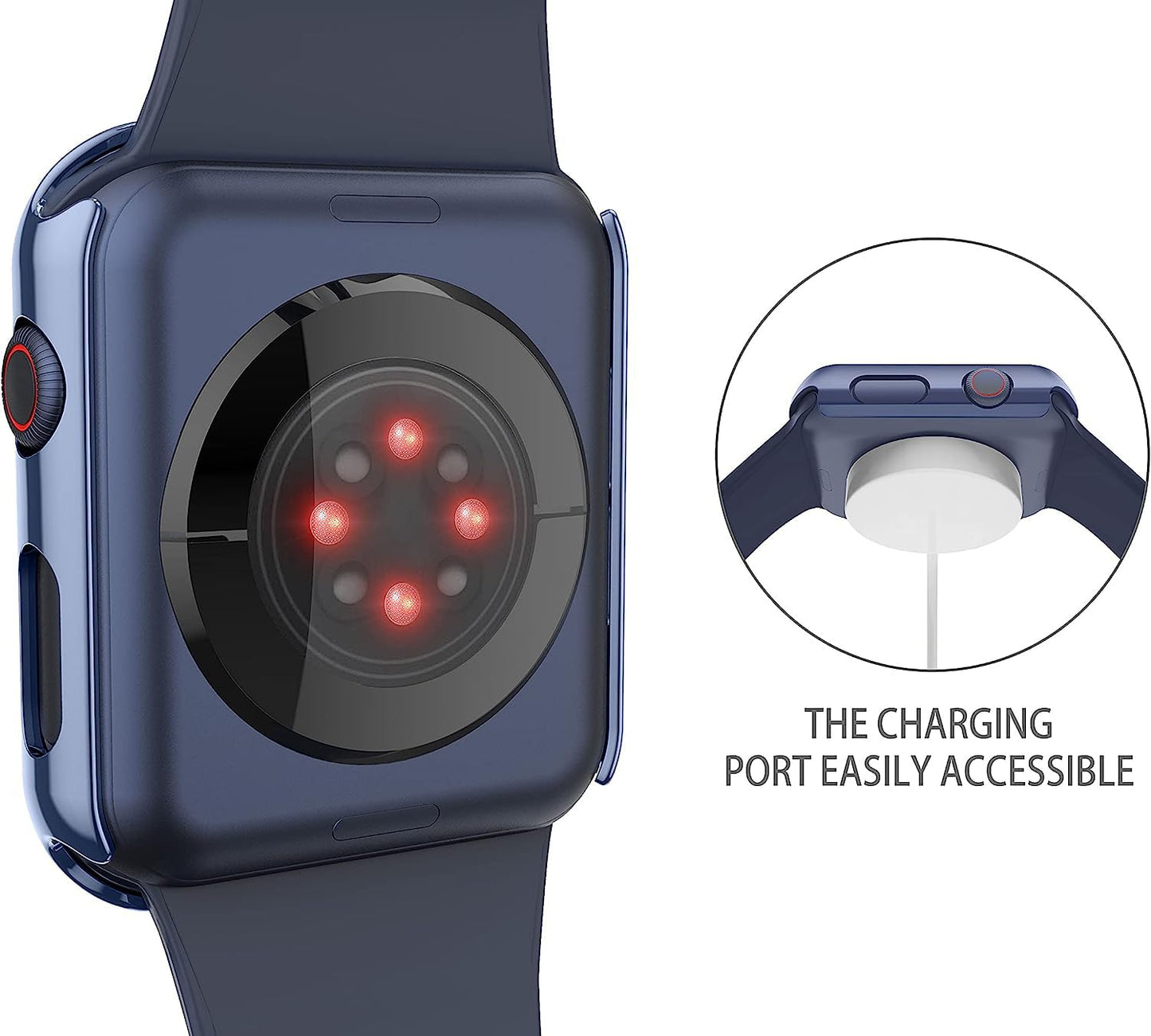 Misxi 2 Pack Hard PC Case with Tempered Glass Screen Protector Compatible with Apple Watch Series 6 SE Series 5 Series 4 44mm, Black