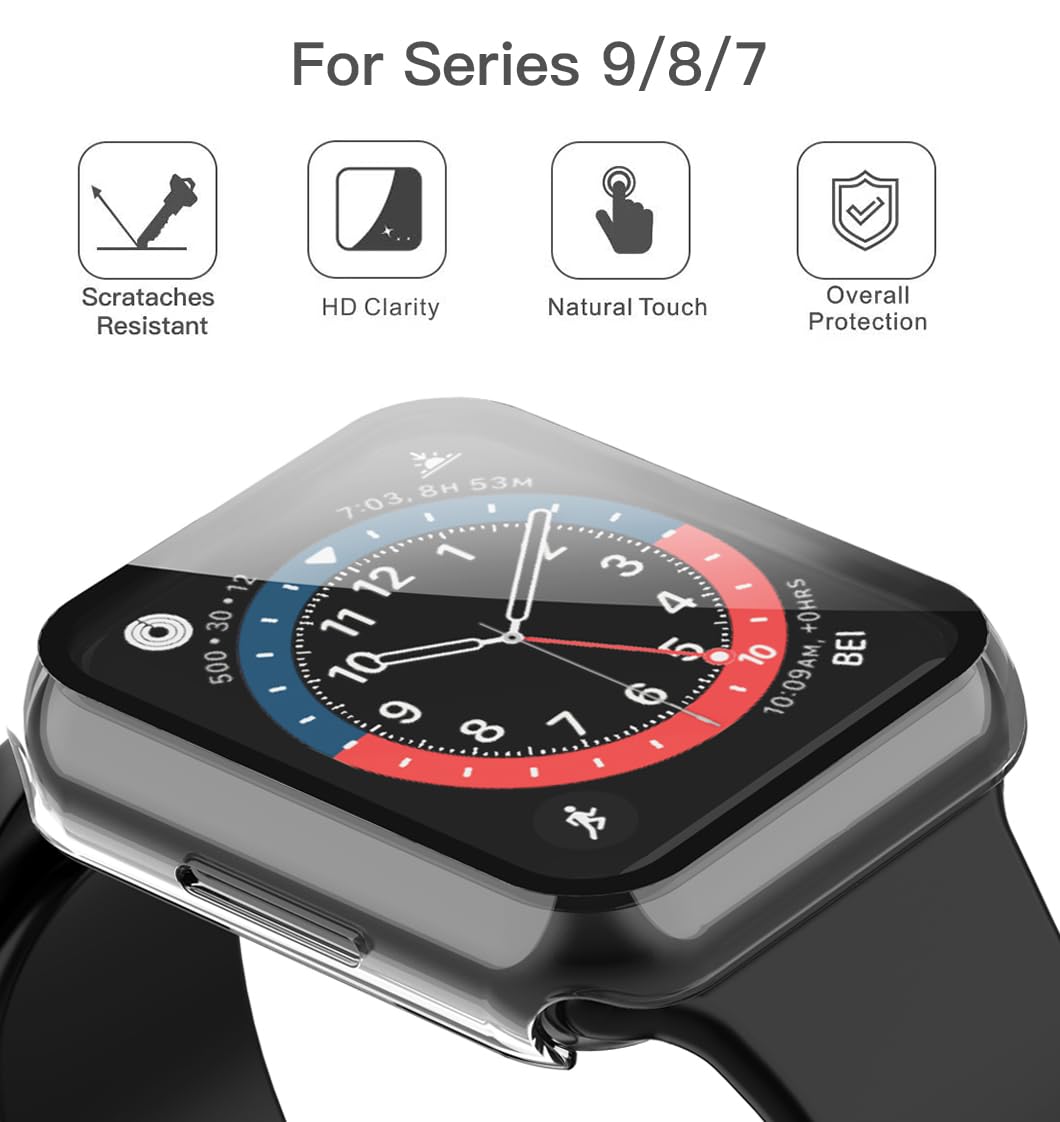 Misxi 2 Pack Hard PC Case with Tempered Glass Screen Protector Compatible with Apple Watch Series 6 SE Series 5 Series 4 44mm, Black