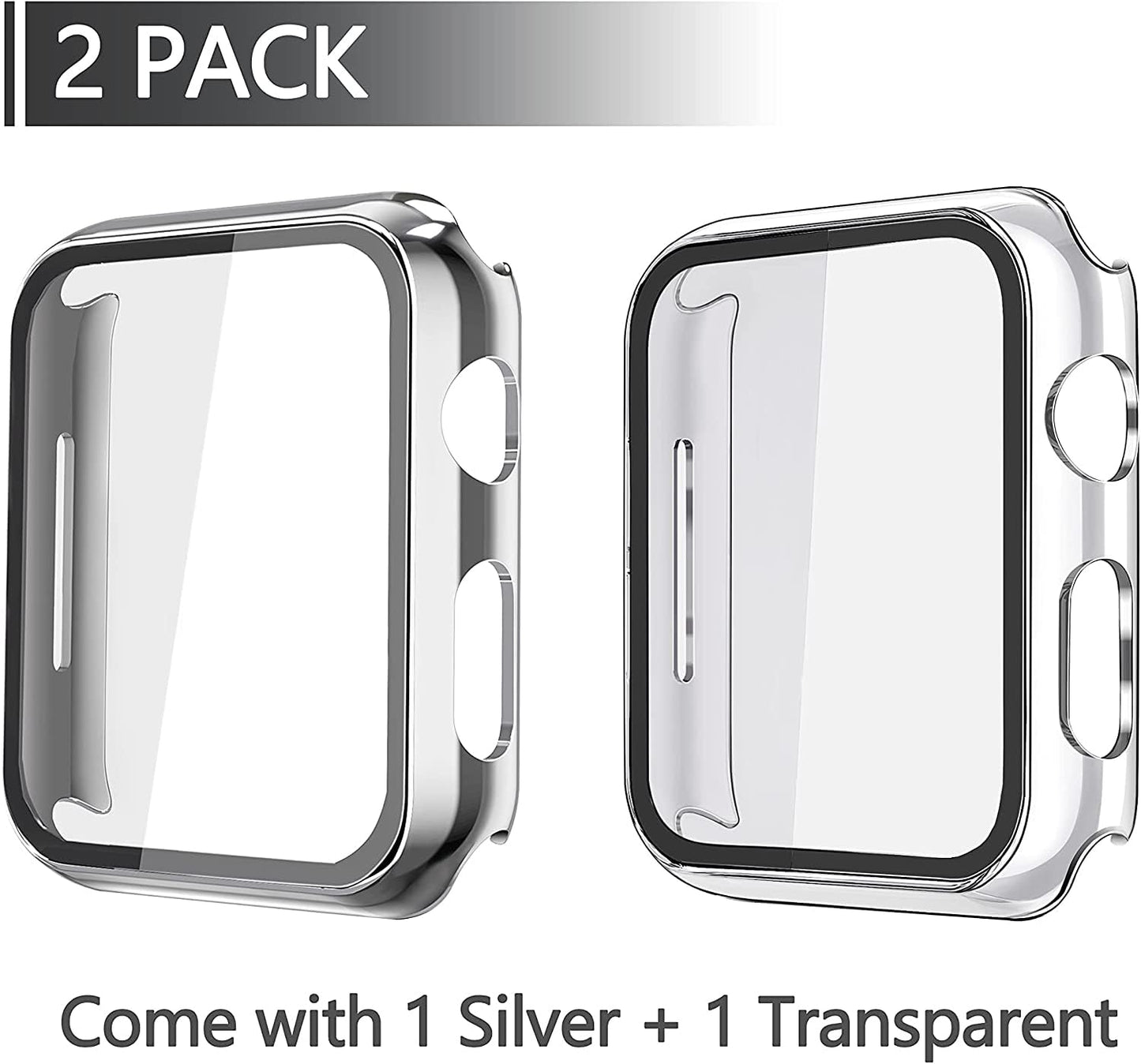 Misxi 2 Pack Hard PC Case with Tempered Glass Screen Protector Compatible with Apple Watch Series 6 SE Series 5 Series 4 44mm, Black