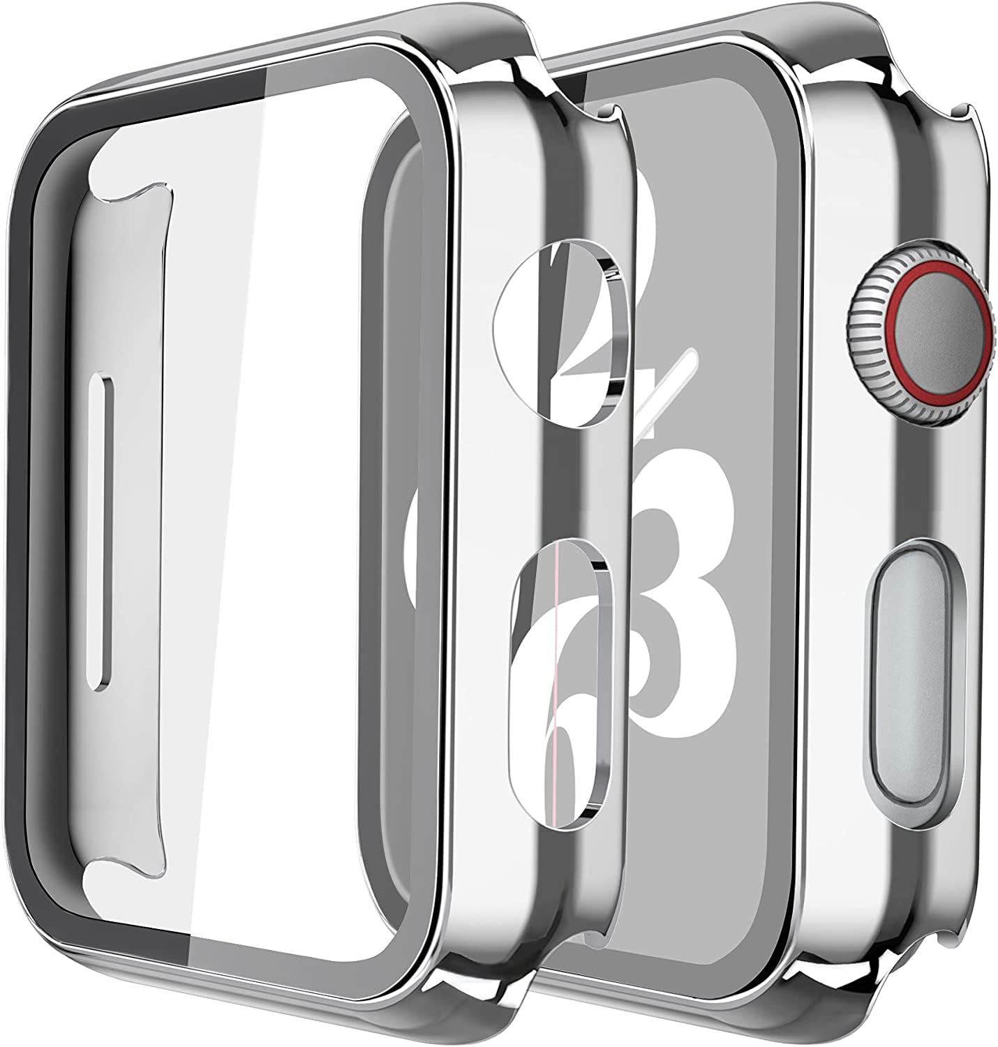 Misxi 2 Pack Hard PC Case with Tempered Glass Screen Protector Compatible with Apple Watch Series 6 SE Series 5 Series 4 44mm, Black