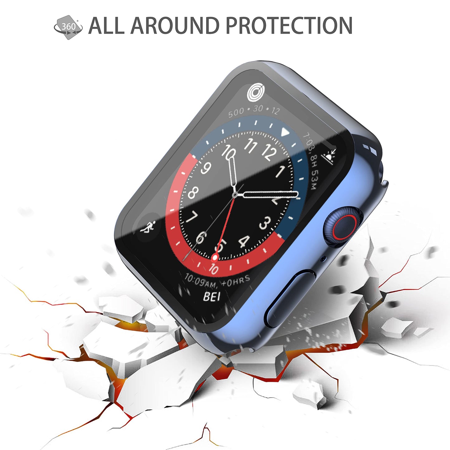 Misxi 2 Pack Hard PC Case with Tempered Glass Screen Protector Compatible with Apple Watch Series 6 SE Series 5 Series 4 44mm, Black