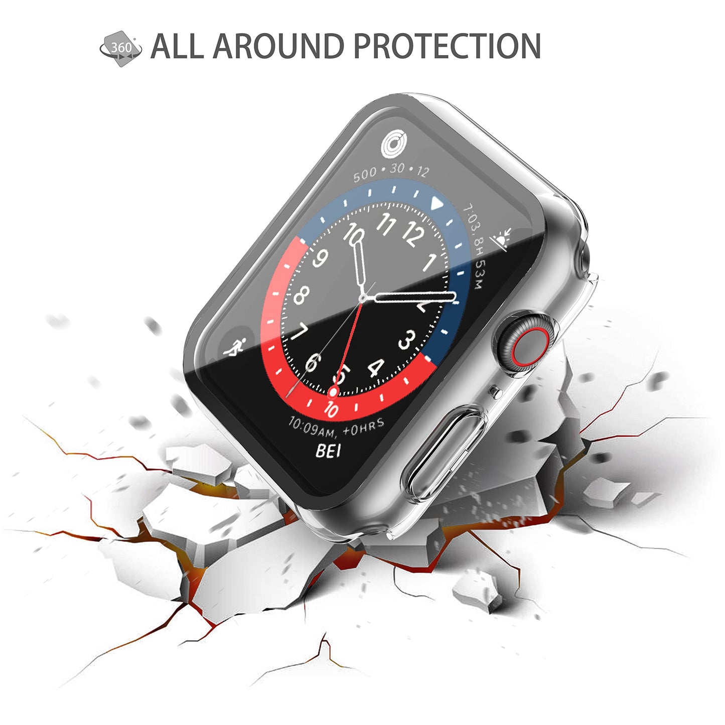 Misxi 2 Pack Hard PC Case with Tempered Glass Screen Protector Compatible with Apple Watch Series 6 SE Series 5 Series 4 44mm, Black