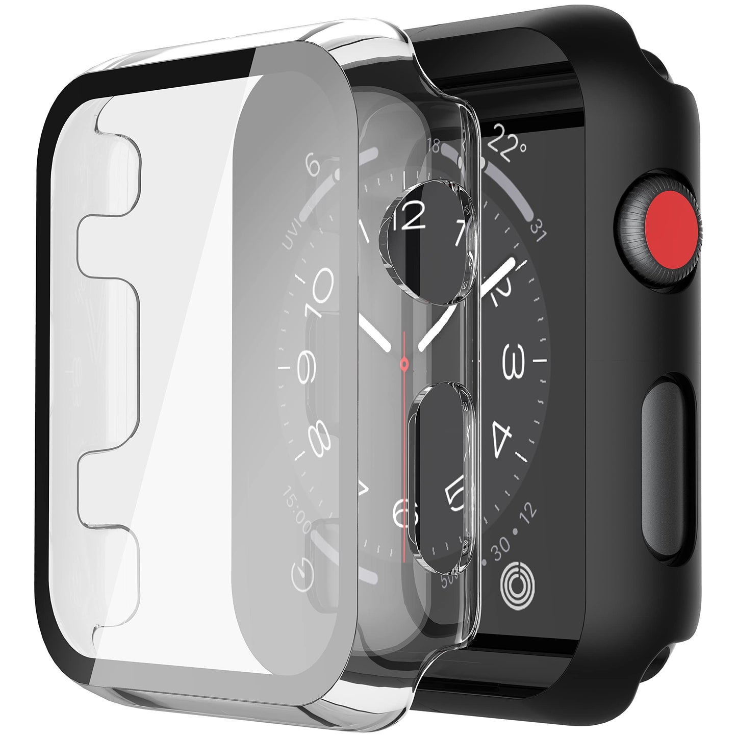 Misxi 2 Pack Hard PC Case with Tempered Glass Screen Protector Compatible with Apple Watch Series 6 SE Series 5 Series 4 44mm, Black