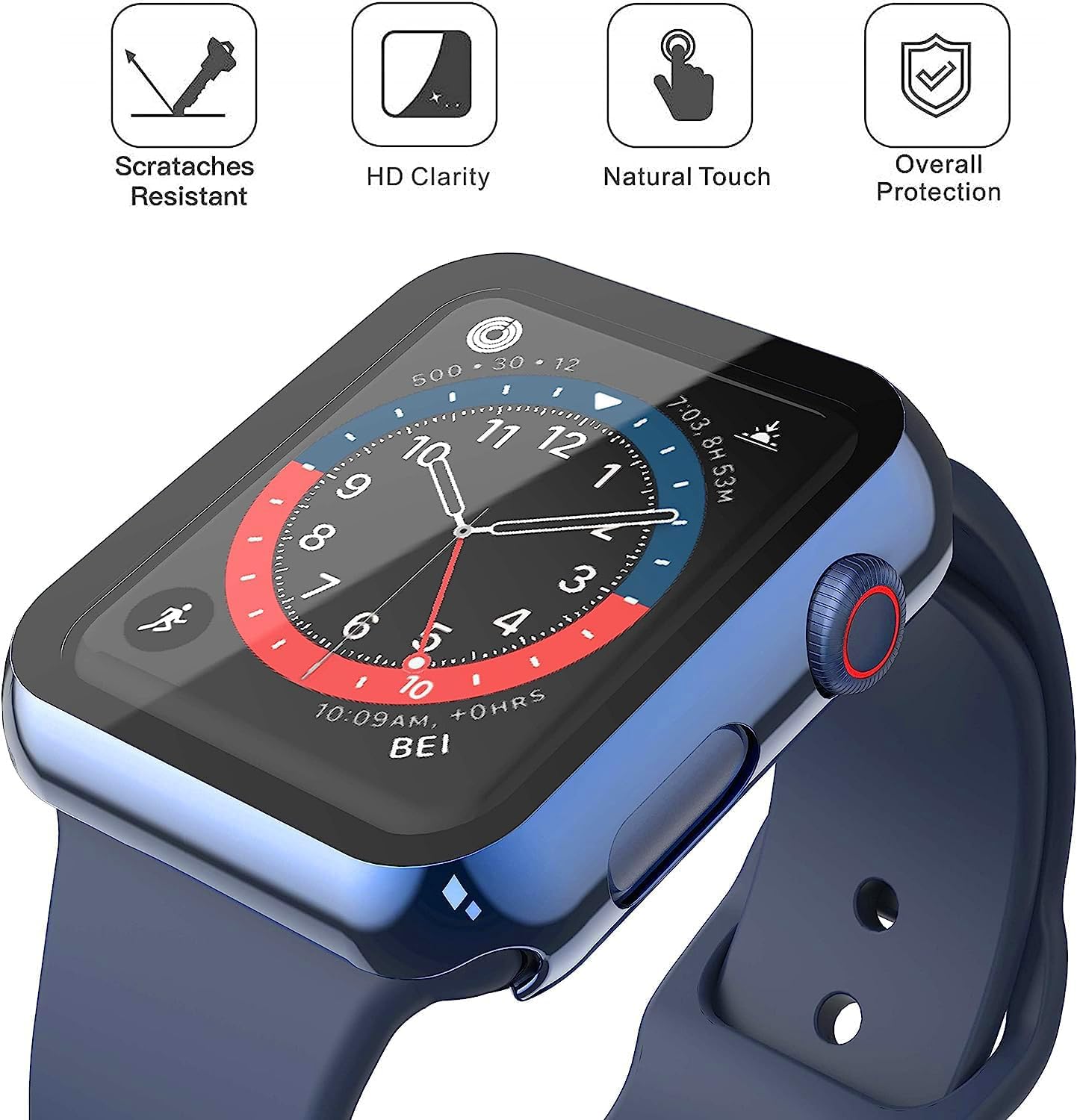 Misxi 2 Pack Hard PC Case with Tempered Glass Screen Protector Compatible with Apple Watch Series 6 SE Series 5 Series 4 44mm, Black