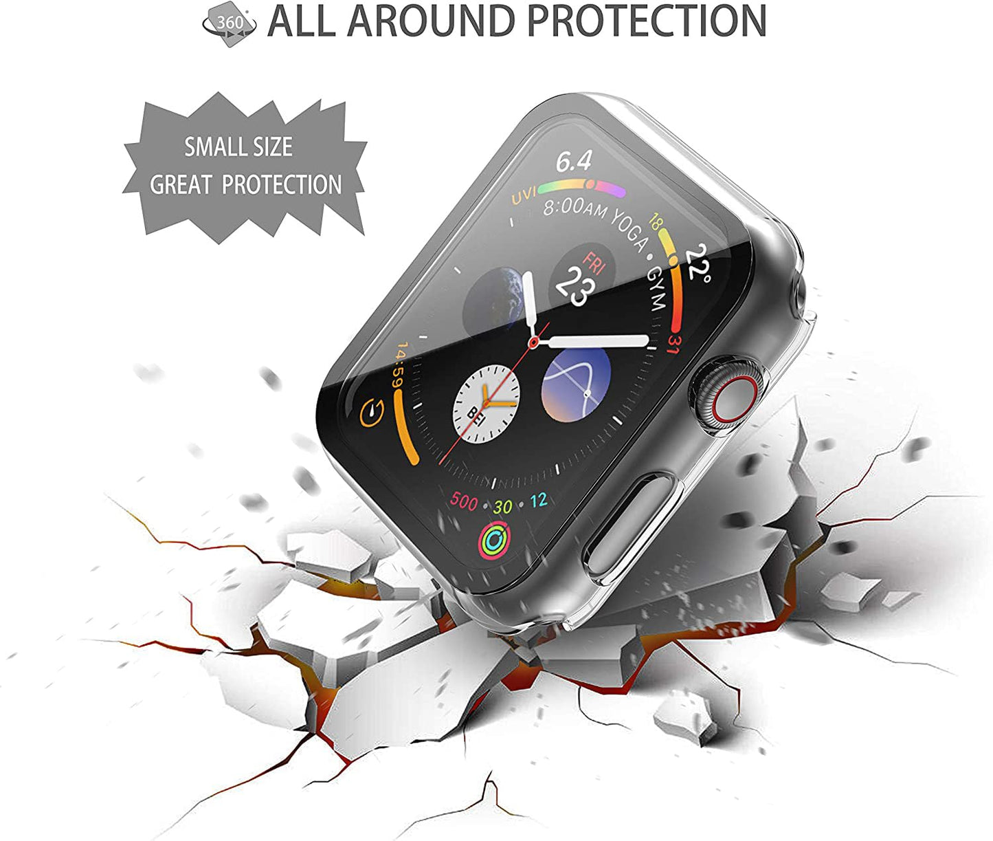 Misxi 2 Pack Hard PC Case with Tempered Glass Screen Protector Compatible with Apple Watch Series 6 SE Series 5 Series 4 44mm, Black