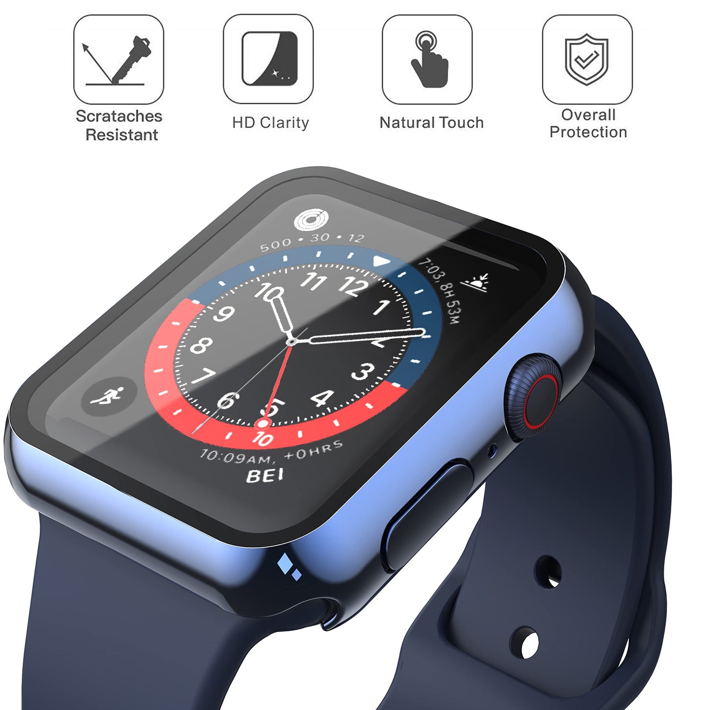 Misxi 2 Pack Hard PC Case with Tempered Glass Screen Protector Compatible with Apple Watch Series 6 SE Series 5 Series 4 44mm, Black