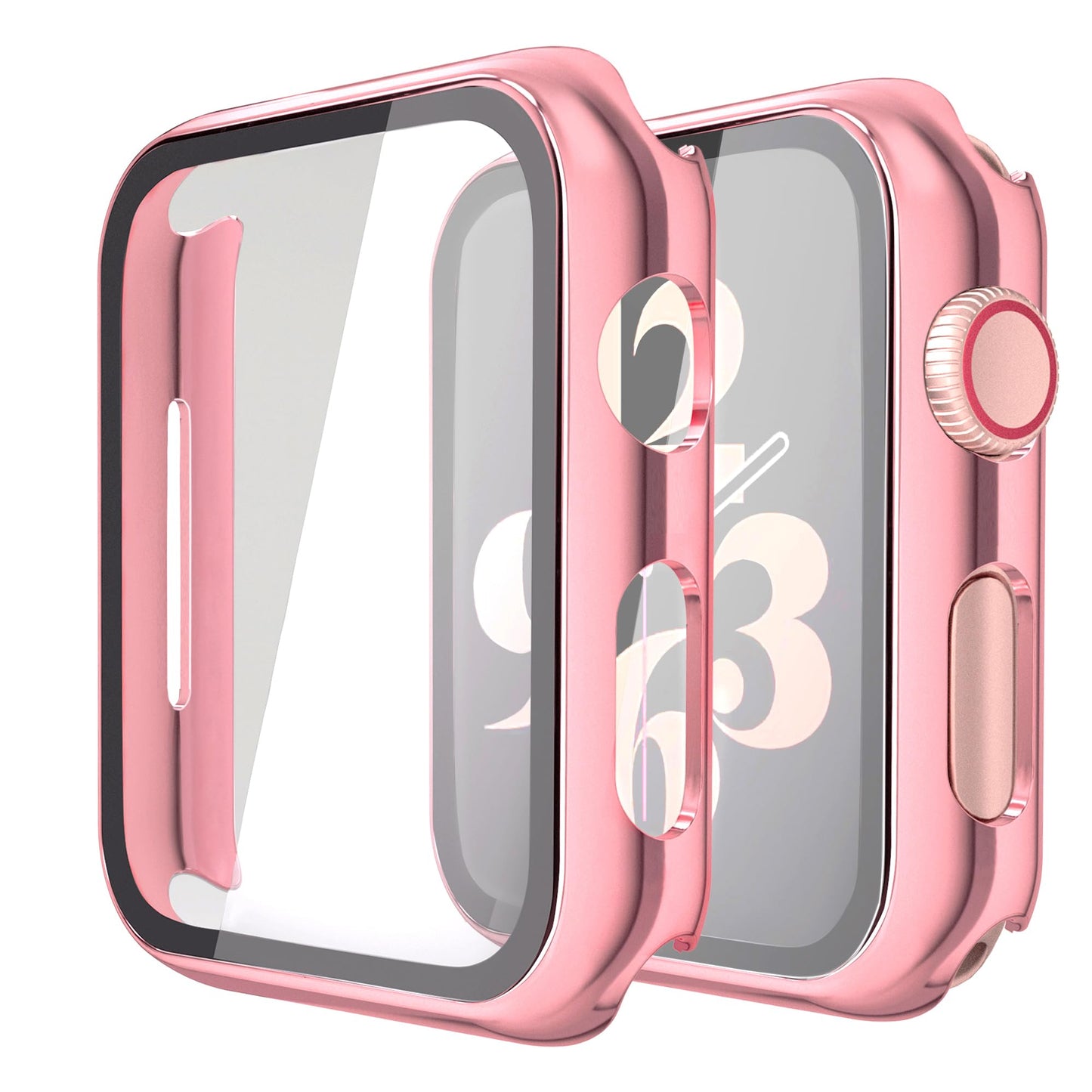 Misxi 2 Pack Hard PC Case with Tempered Glass Screen Protector Compatible with Apple Watch Series 6 SE Series 5 Series 4 44mm, Black
