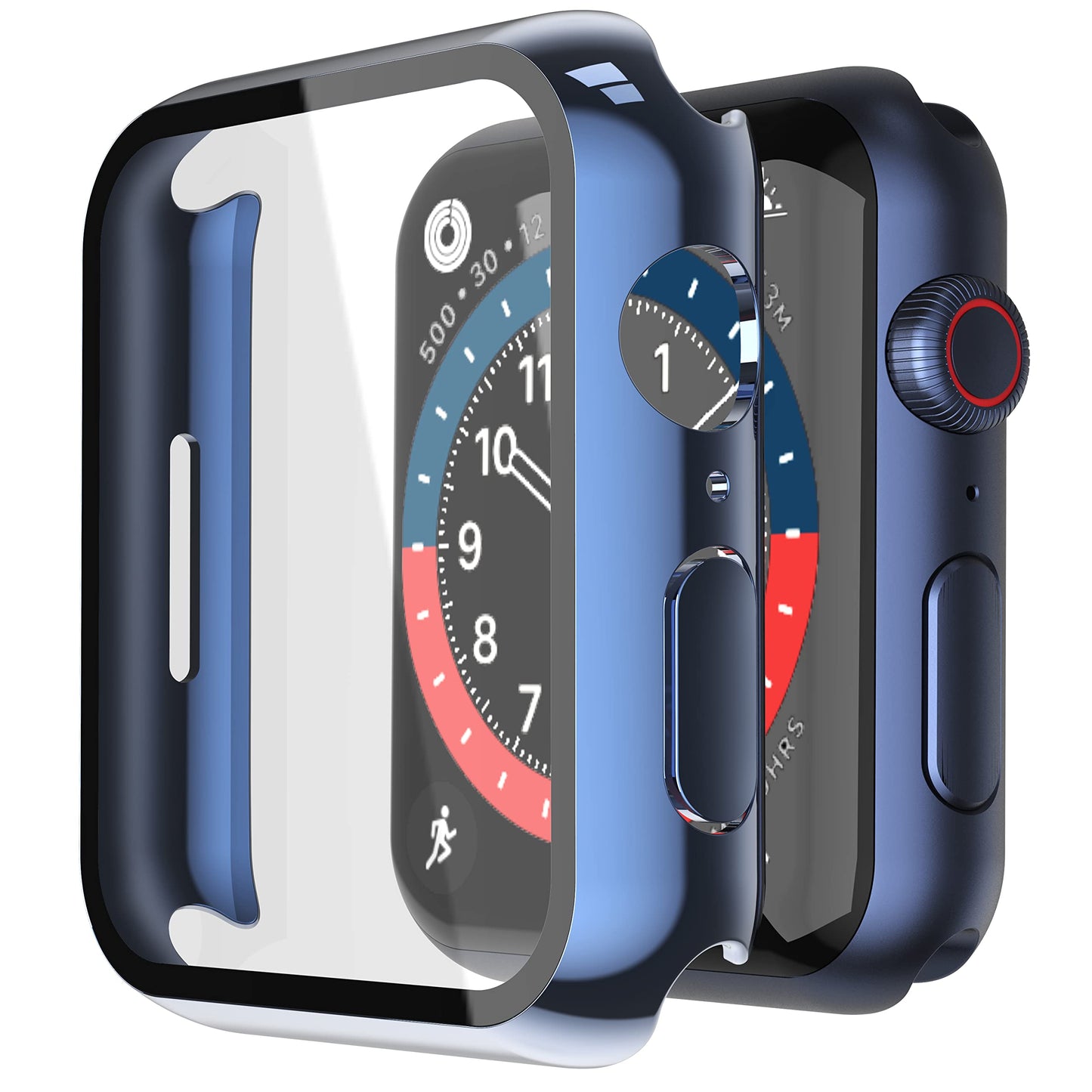 Misxi 2 Pack Hard PC Case with Tempered Glass Screen Protector Compatible with Apple Watch Series 6 SE Series 5 Series 4 44mm, Black