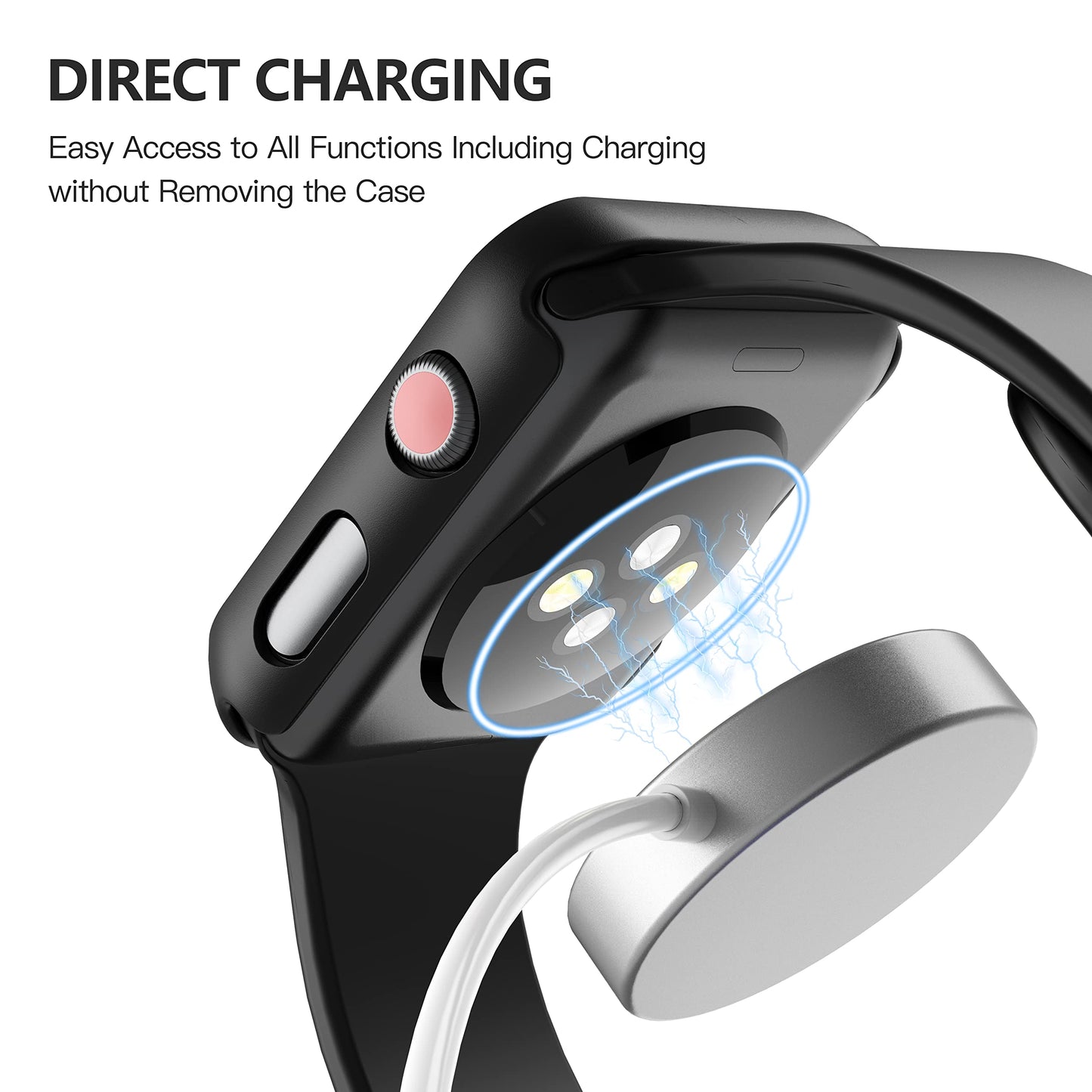 Misxi 2 Pack Hard PC Case with Tempered Glass Screen Protector Compatible with Apple Watch Series 6 SE Series 5 Series 4 44mm, Black
