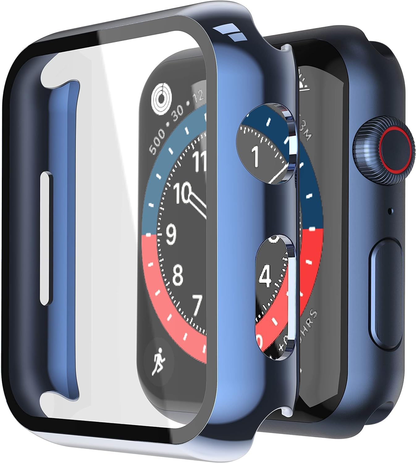 Misxi 2 Pack Hard PC Case with Tempered Glass Screen Protector Compatible with Apple Watch Series 6 SE Series 5 Series 4 44mm, Black