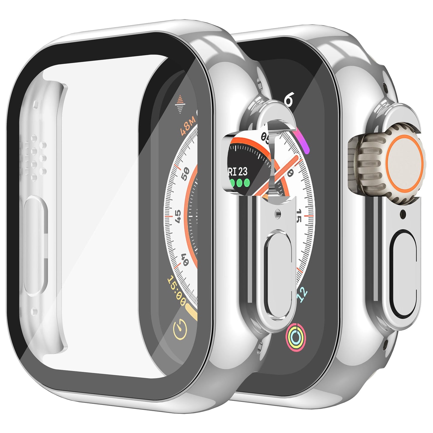 Misxi 2 Pack Hard PC Case with Tempered Glass Screen Protector Compatible with Apple Watch Series 6 SE Series 5 Series 4 44mm, Black
