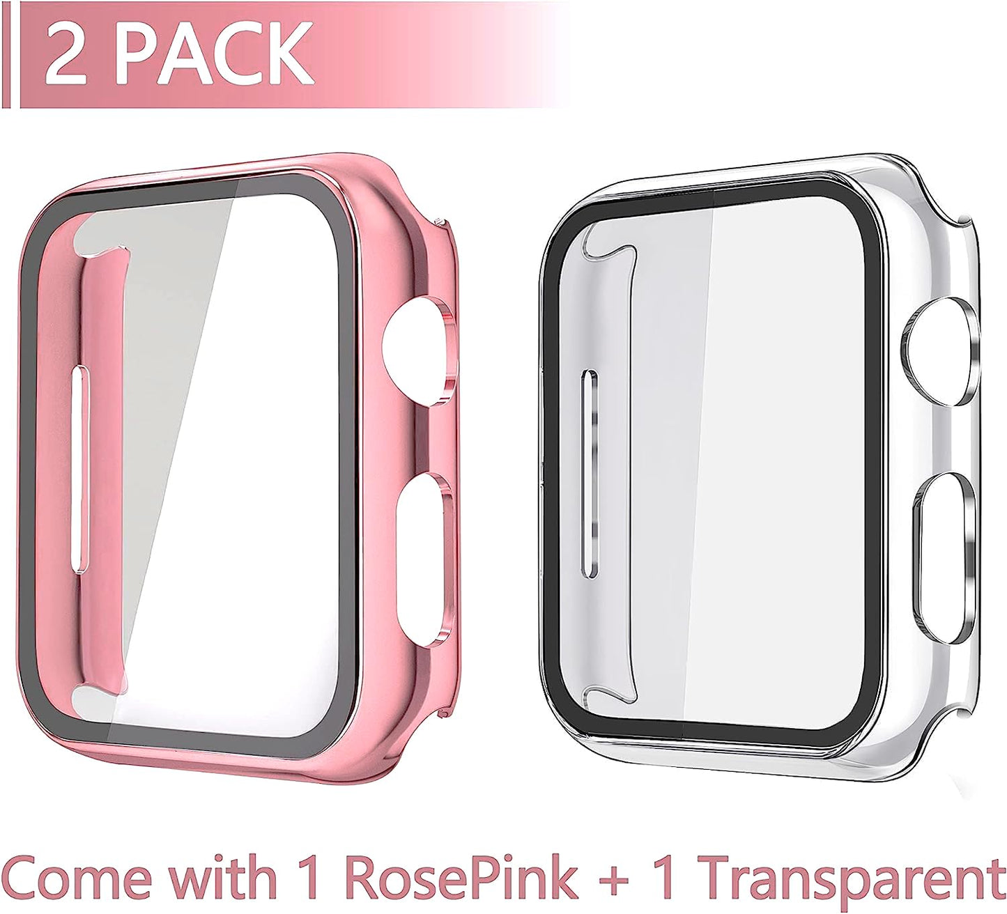 Misxi 2 Pack Hard PC Case with Tempered Glass Screen Protector Compatible with Apple Watch Series 6 SE Series 5 Series 4 44mm, Black