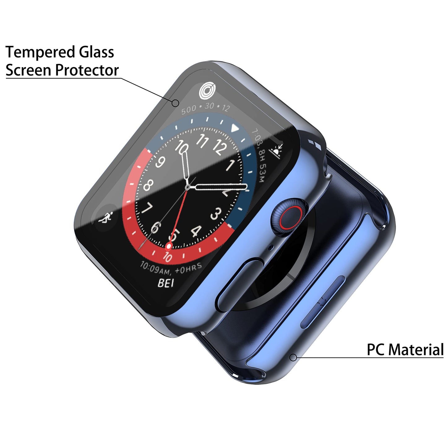 Misxi 2 Pack Hard PC Case with Tempered Glass Screen Protector Compatible with Apple Watch Series 6 SE Series 5 Series 4 44mm, Black