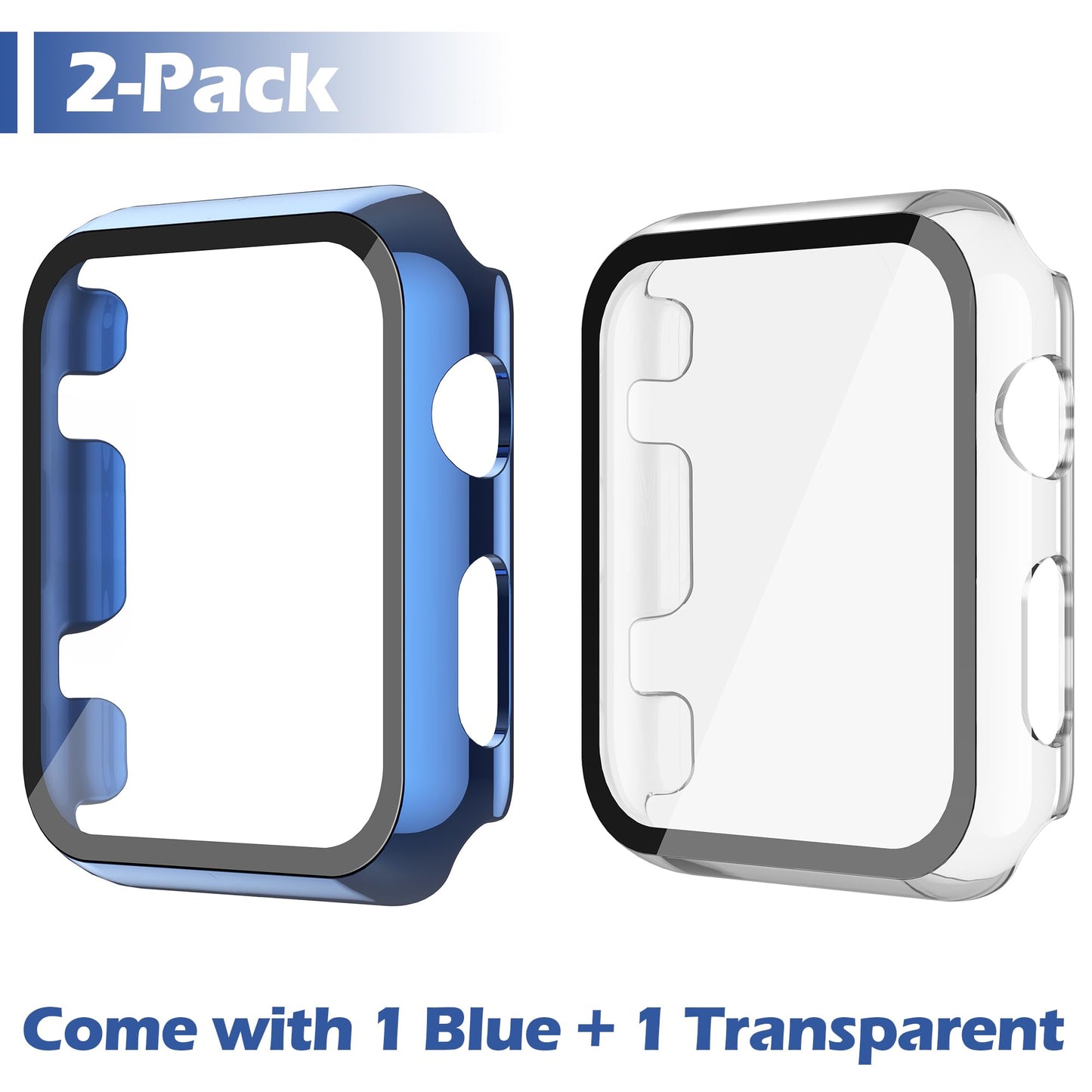 Misxi 2 Pack Hard PC Case with Tempered Glass Screen Protector Compatible with Apple Watch Series 6 SE Series 5 Series 4 44mm, Black
