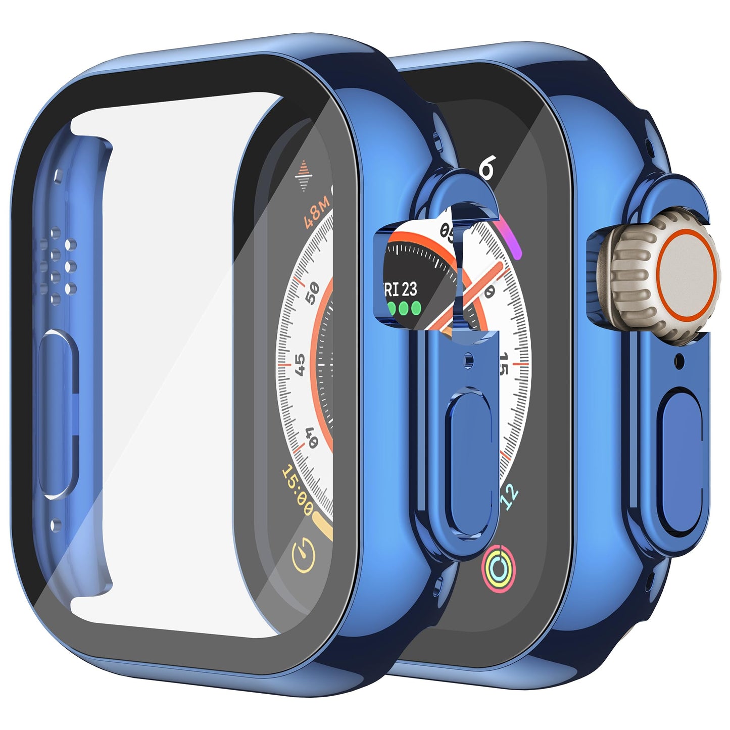 Misxi 2 Pack Hard PC Case with Tempered Glass Screen Protector Compatible with Apple Watch Series 6 SE Series 5 Series 4 44mm, Black
