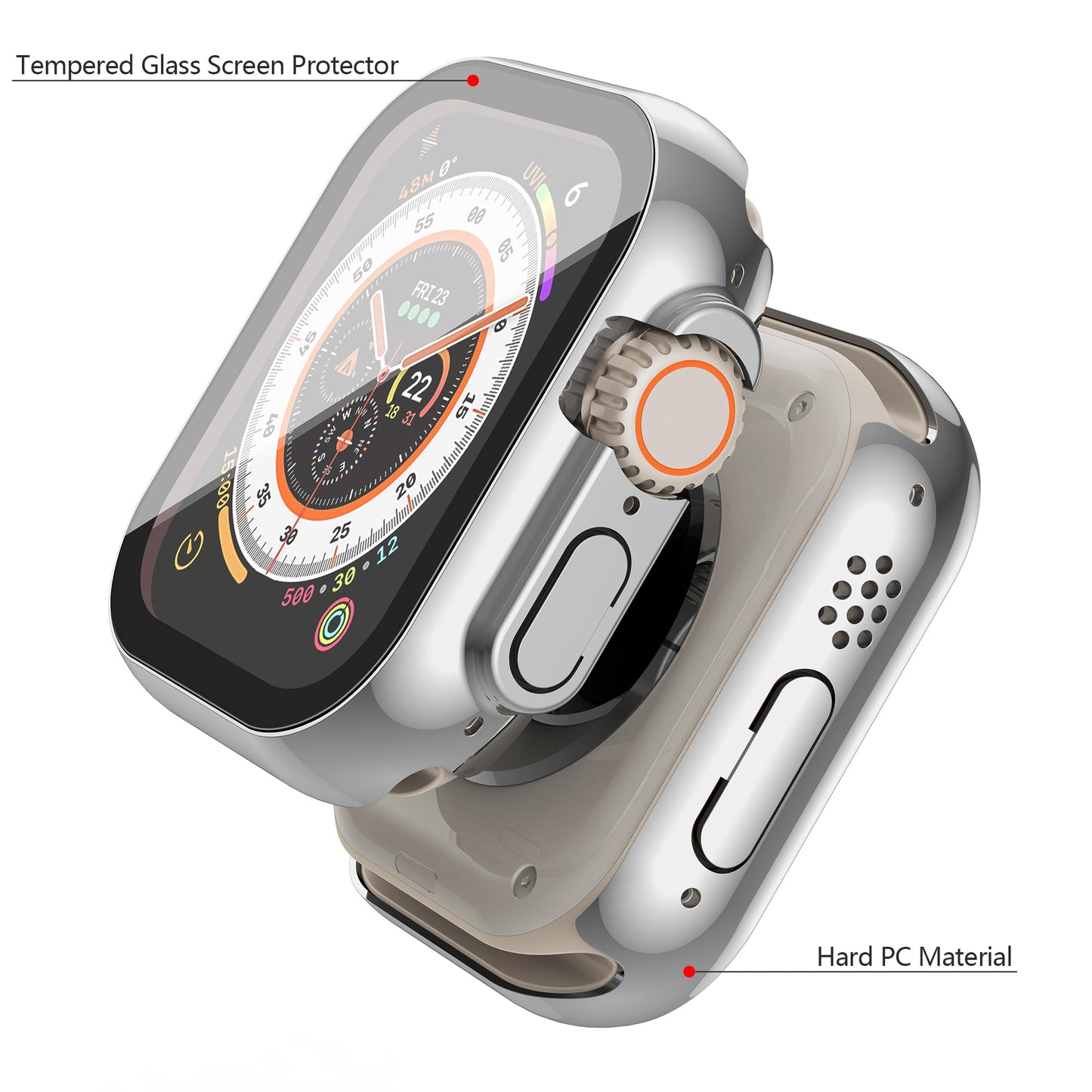 Misxi 2 Pack Hard PC Case with Tempered Glass Screen Protector Compatible with Apple Watch Series 6 SE Series 5 Series 4 44mm, Black