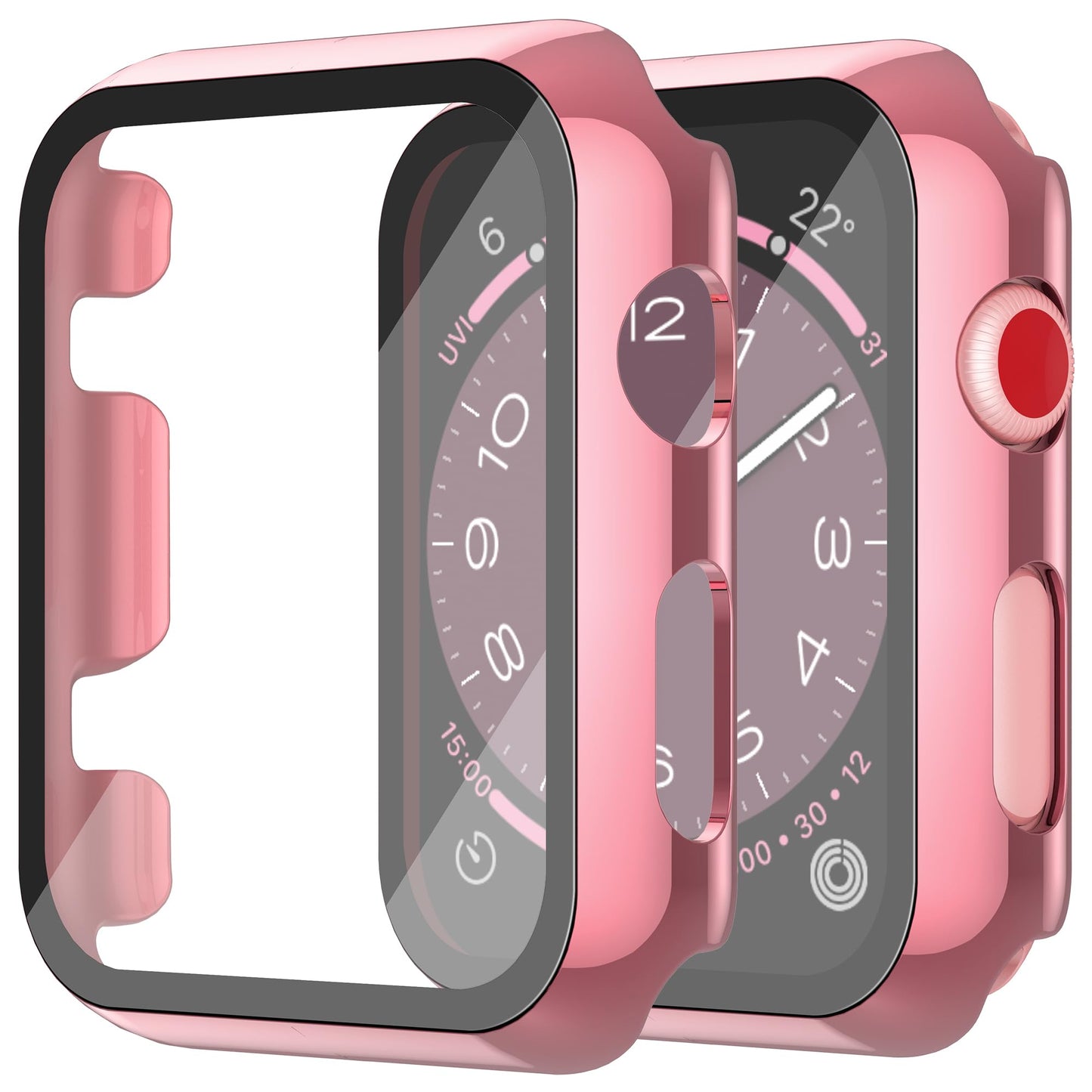 Misxi 2 Pack Hard PC Case with Tempered Glass Screen Protector Compatible with Apple Watch Series 6 SE Series 5 Series 4 44mm, Black