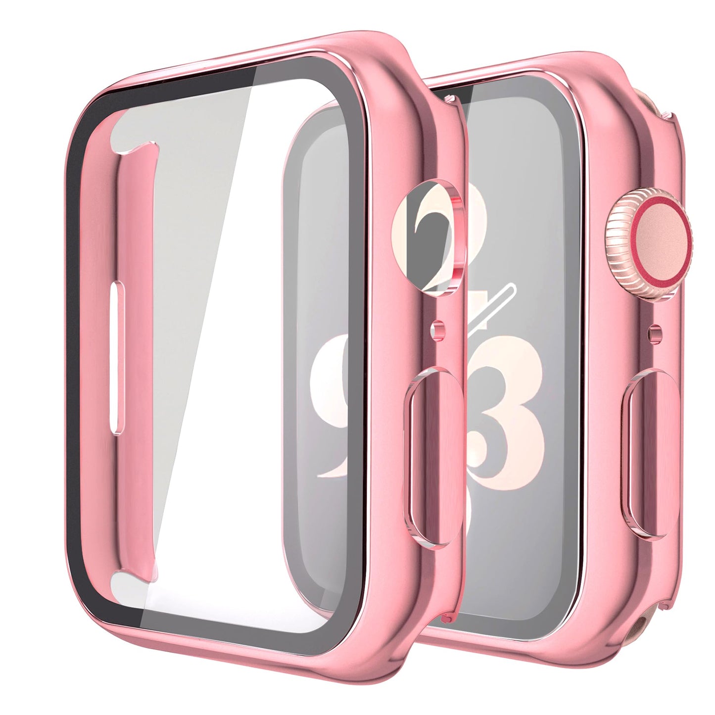 Misxi 2 Pack Hard PC Case with Tempered Glass Screen Protector Compatible with Apple Watch Series 6 SE Series 5 Series 4 44mm, Black