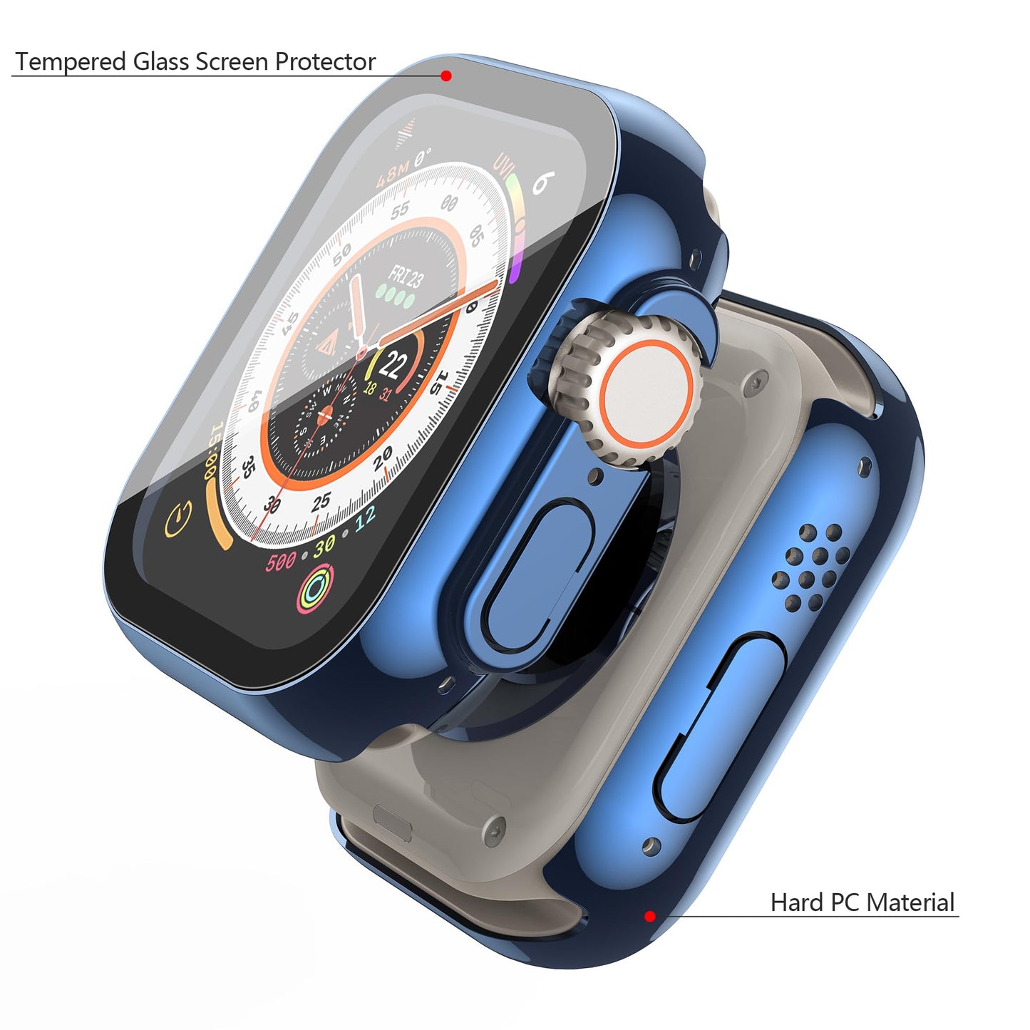Misxi 2 Pack Hard PC Case with Tempered Glass Screen Protector Compatible with Apple Watch Series 6 SE Series 5 Series 4 44mm, Black