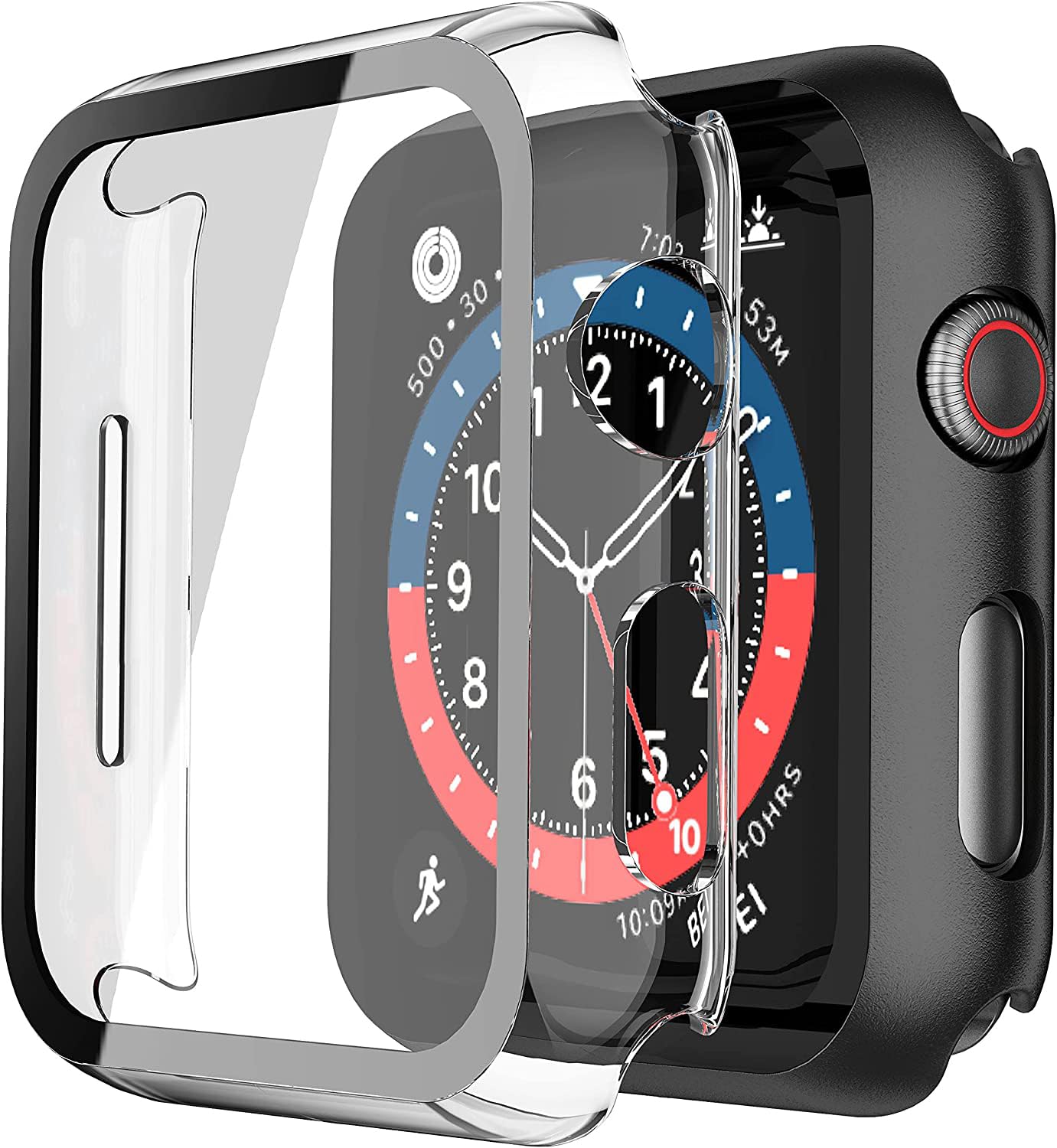 Misxi 2 Pack Hard PC Case with Tempered Glass Screen Protector Compatible with Apple Watch Series 6 SE Series 5 Series 4 44mm, Black