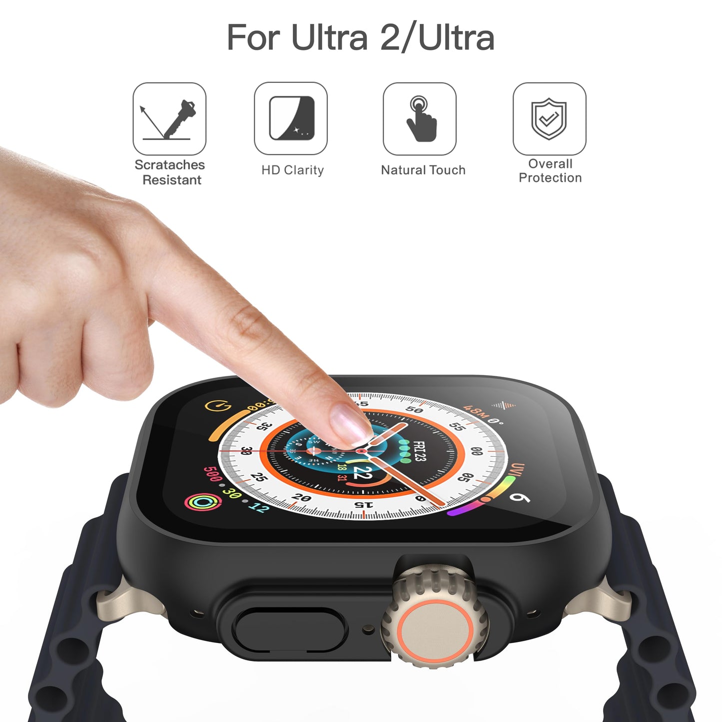 Misxi 2 Pack Hard PC Case with Tempered Glass Screen Protector Compatible with Apple Watch Series 6 SE Series 5 Series 4 44mm, Black