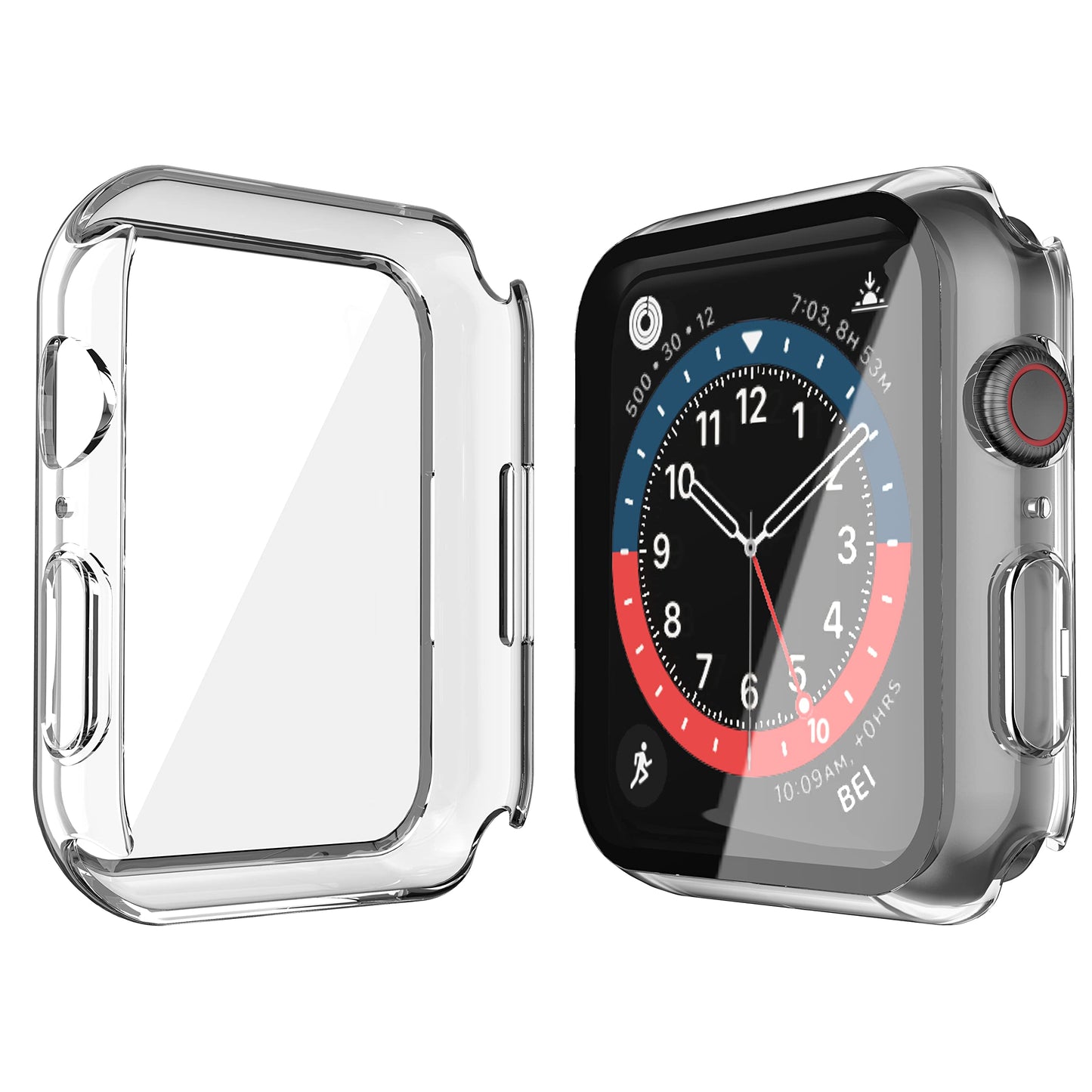 Misxi 2 Pack Hard PC Case with Tempered Glass Screen Protector Compatible with Apple Watch Series 6 SE Series 5 Series 4 44mm, Black