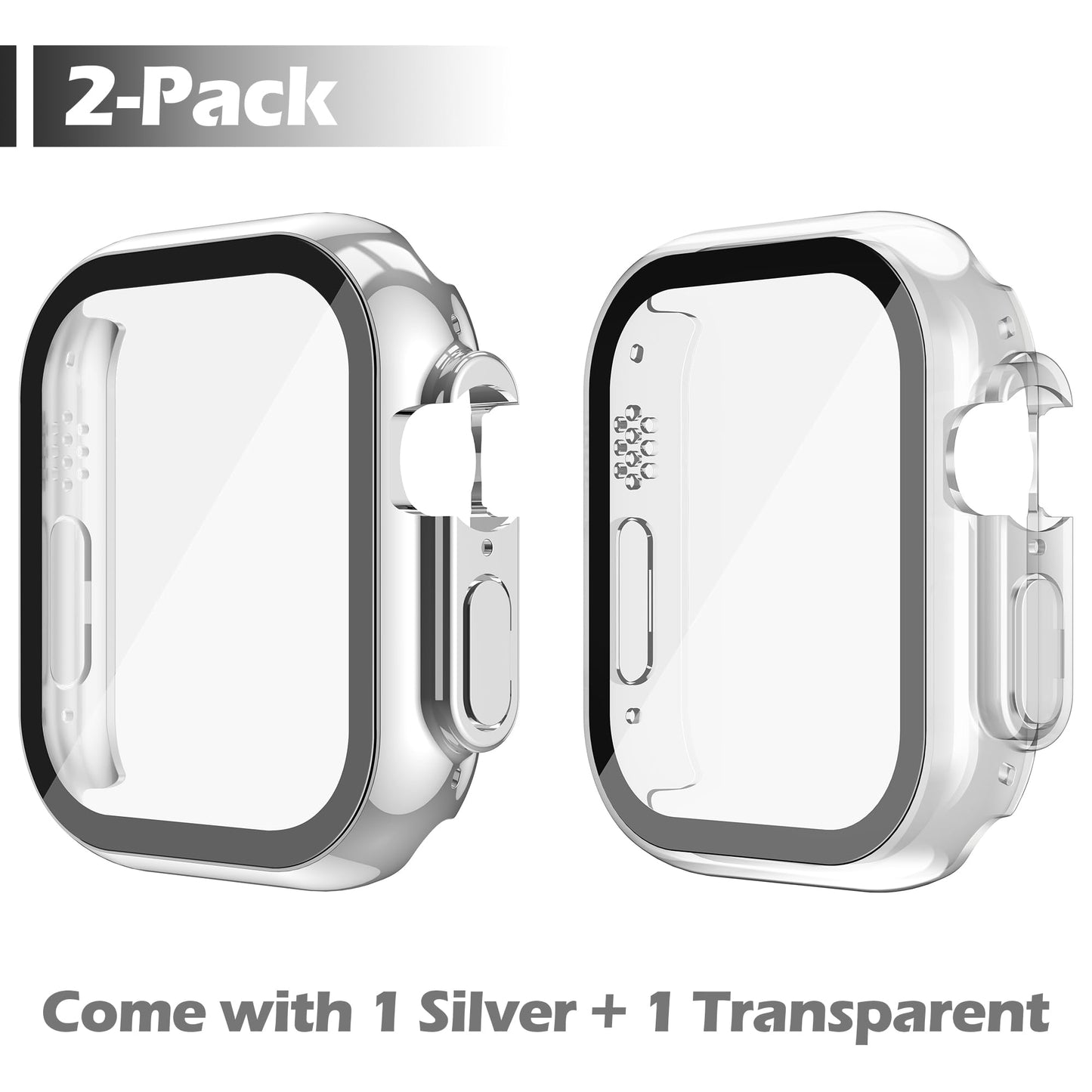 Misxi 2 Pack Hard PC Case with Tempered Glass Screen Protector Compatible with Apple Watch Series 6 SE Series 5 Series 4 44mm, Black