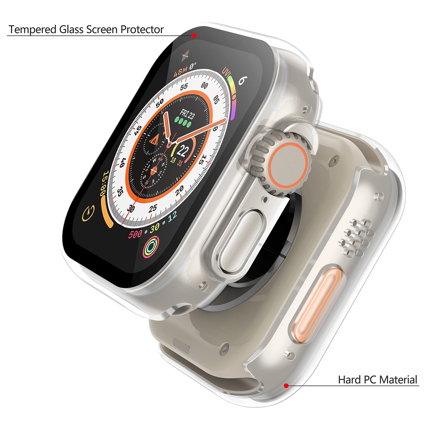 Misxi 2 Pack Hard PC Case with Tempered Glass Screen Protector Compatible with Apple Watch Series 6 SE Series 5 Series 4 44mm, Black
