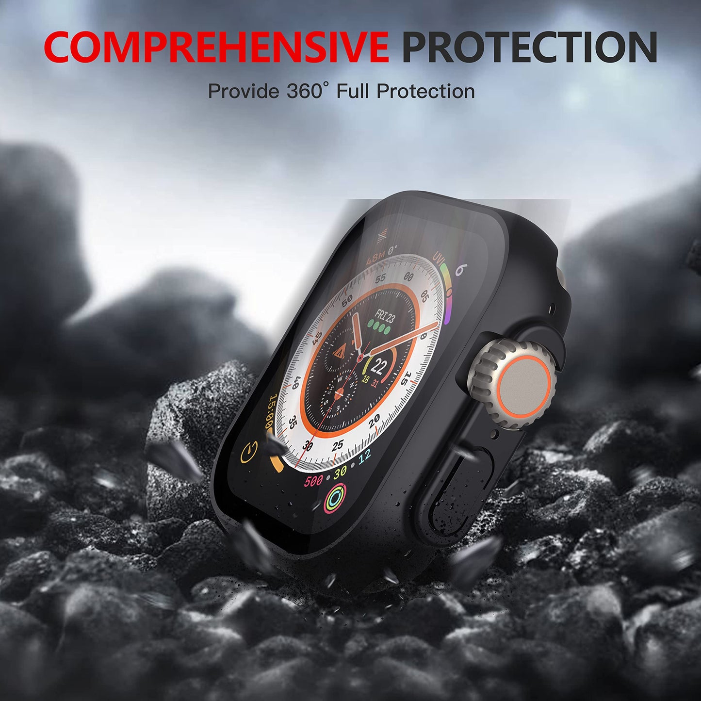 Misxi 2 Pack Hard PC Case with Tempered Glass Screen Protector Compatible with Apple Watch Series 6 SE Series 5 Series 4 44mm, Black