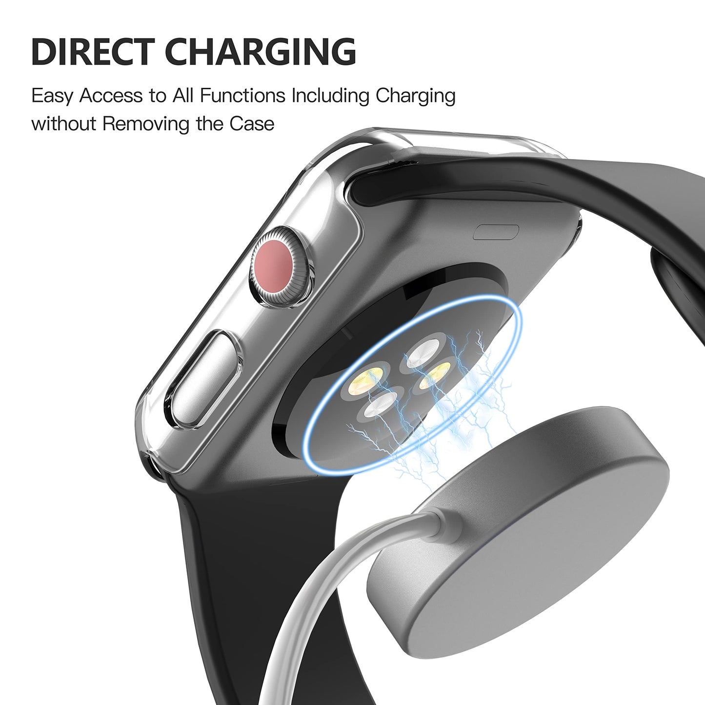 Misxi 2 Pack Hard PC Case with Tempered Glass Screen Protector Compatible with Apple Watch Series 6 SE Series 5 Series 4 44mm, Black