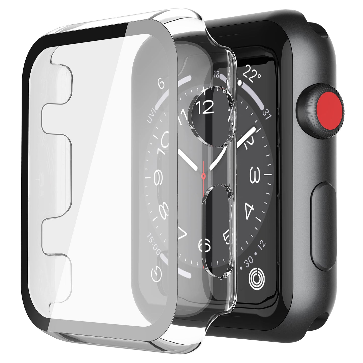 Misxi 2 Pack Hard PC Case with Tempered Glass Screen Protector Compatible with Apple Watch Series 6 SE Series 5 Series 4 44mm, Black