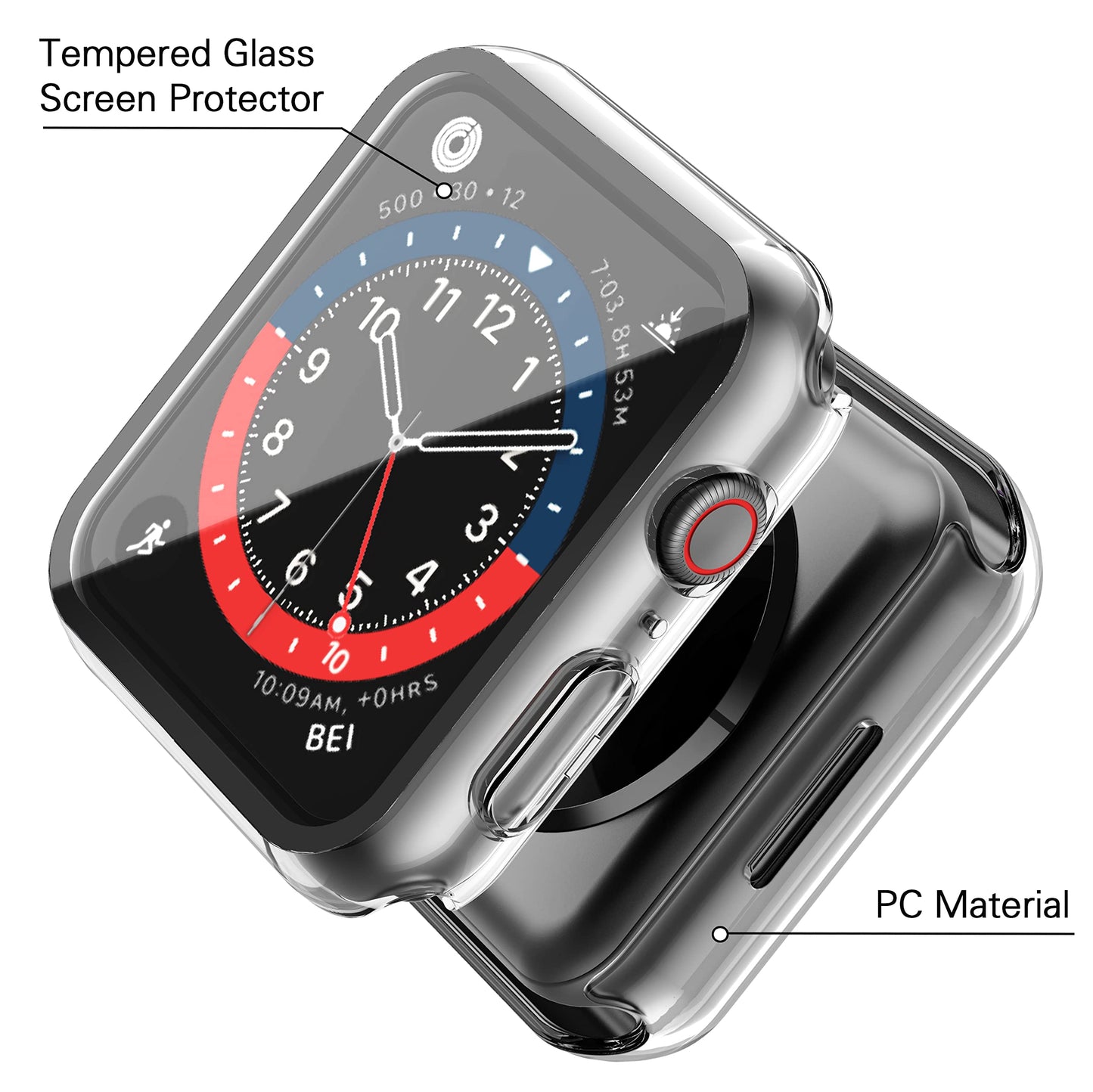 Misxi 2 Pack Hard PC Case with Tempered Glass Screen Protector Compatible with Apple Watch Series 6 SE Series 5 Series 4 44mm, Black