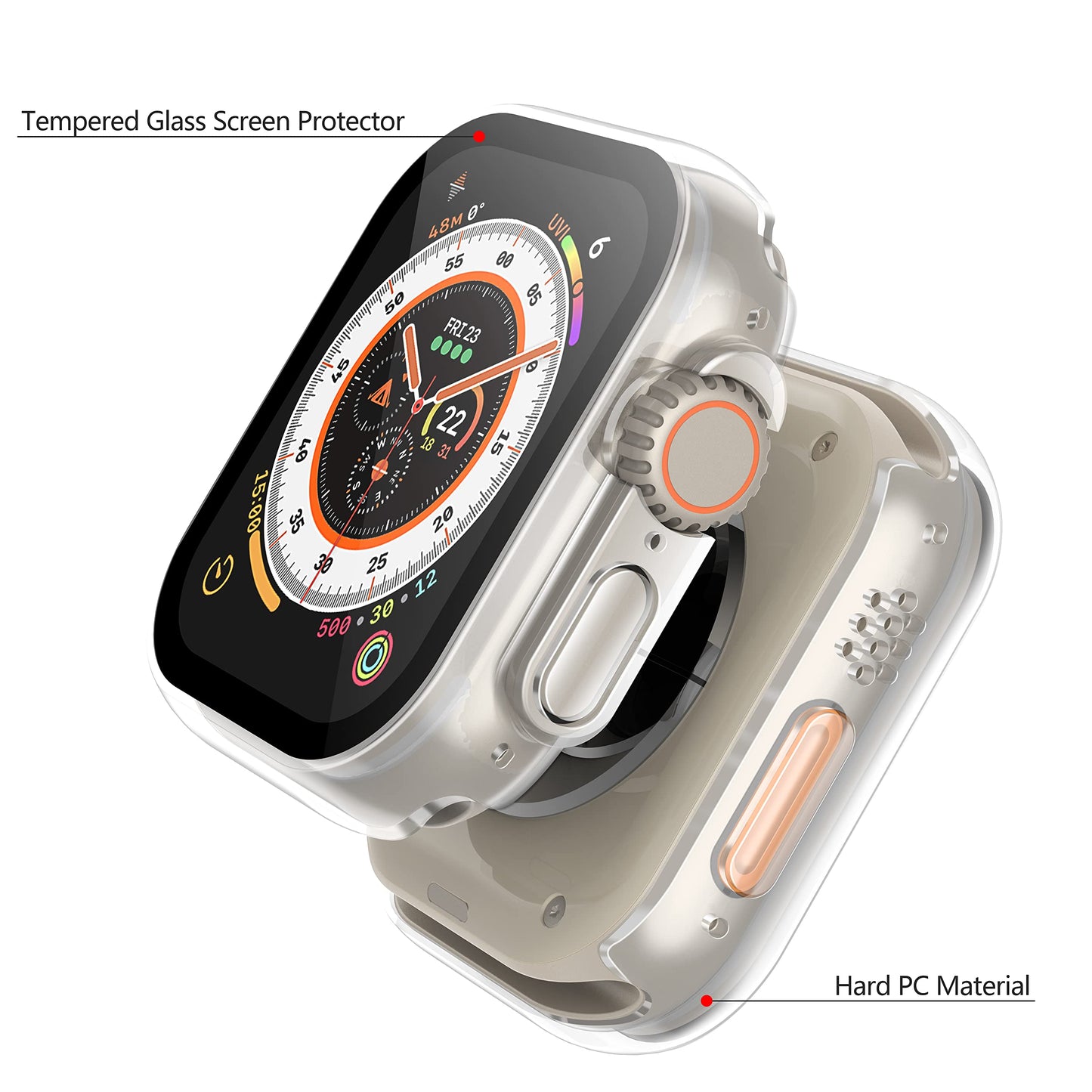 Misxi 2 Pack Hard PC Case with Tempered Glass Screen Protector Compatible with Apple Watch Series 6 SE Series 5 Series 4 44mm, Black