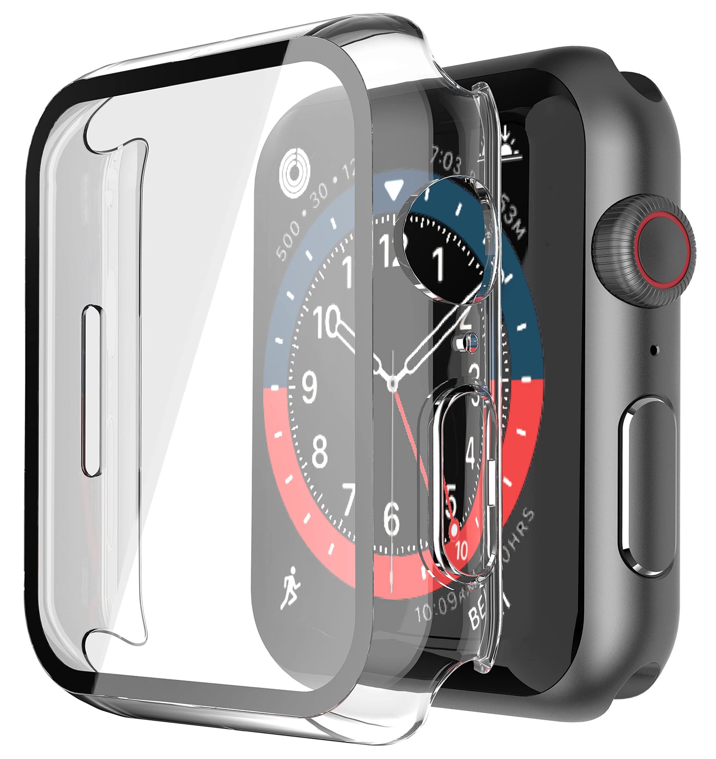 Misxi 2 Pack Hard PC Case with Tempered Glass Screen Protector Compatible with Apple Watch Series 6 SE Series 5 Series 4 44mm, Black