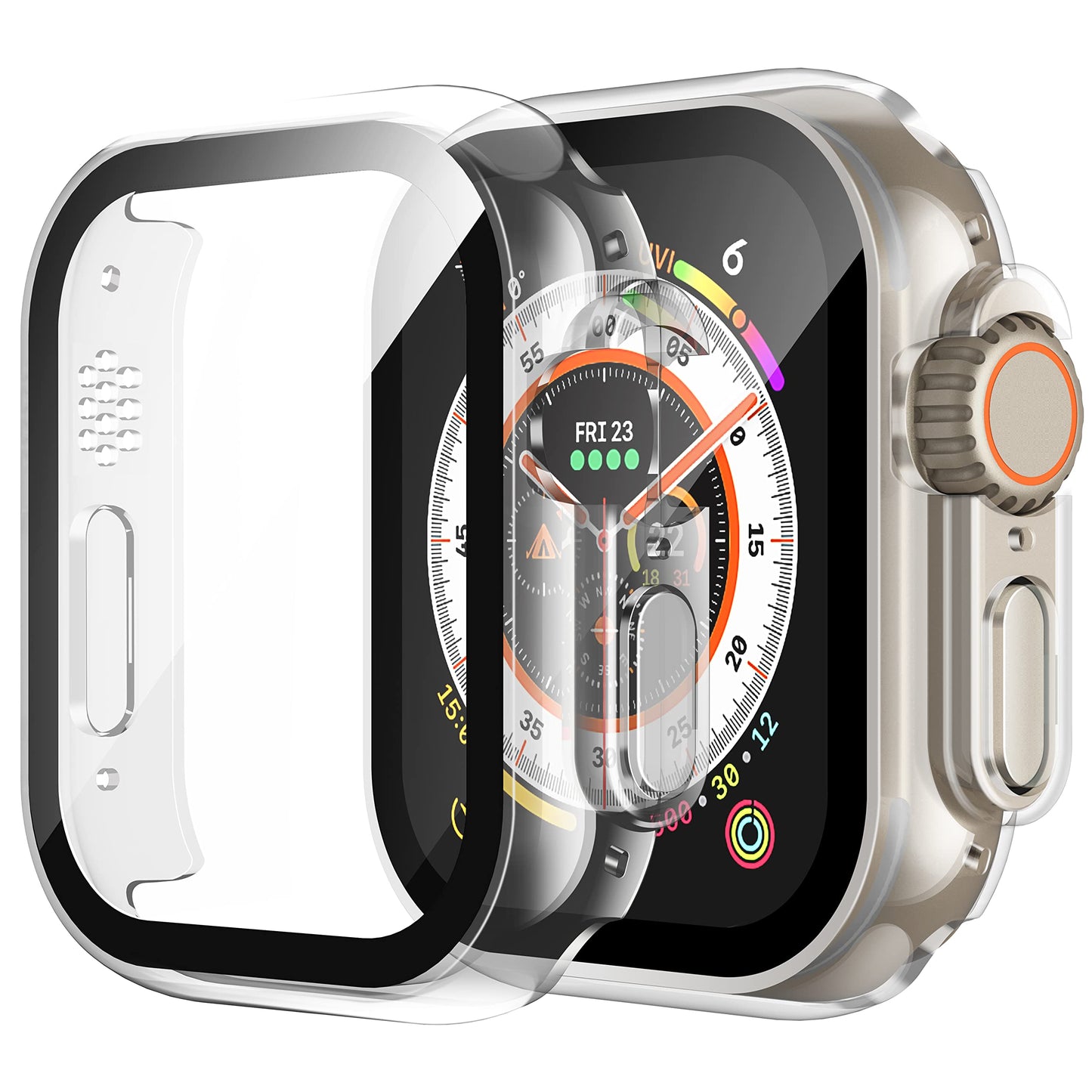 Misxi 2 Pack Hard PC Case with Tempered Glass Screen Protector Compatible with Apple Watch Series 6 SE Series 5 Series 4 44mm, Black
