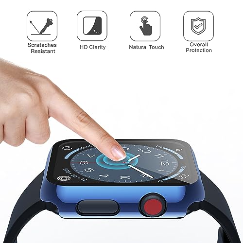 Misxi 2 Pack Hard PC Case with Tempered Glass Screen Protector Compatible with Apple Watch Series 6 SE Series 5 Series 4 44mm, Black