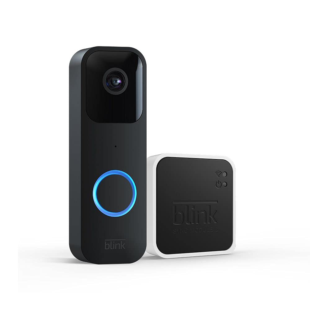 Blink Video Doorbell | Two-way audio, HD video, motion and chime app alerts and Alexa enabled — wired or wire-free (Black)