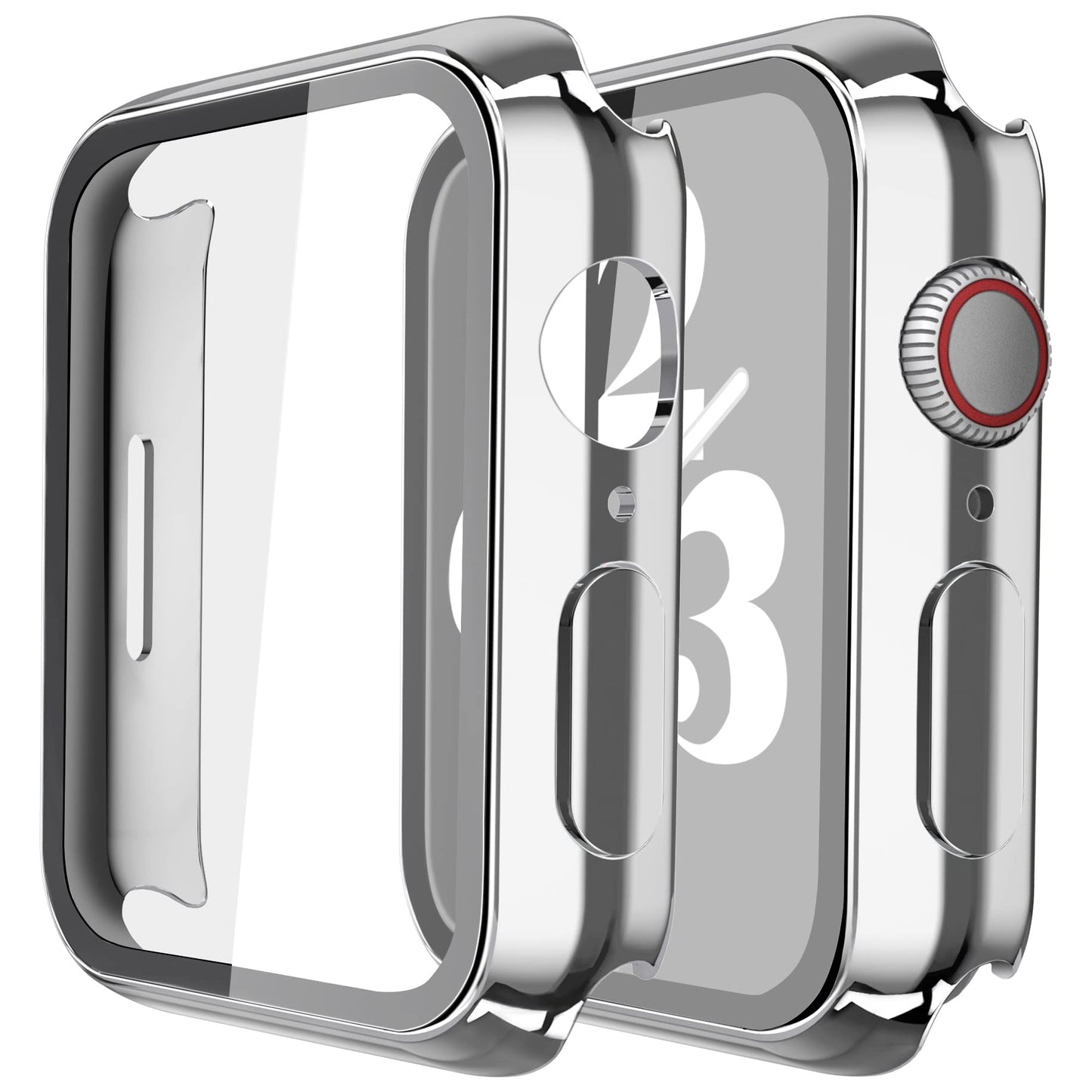 Misxi 2 Pack Hard PC Case with Tempered Glass Screen Protector Compatible with Apple Watch Series 6 SE Series 5 Series 4 44mm, Black