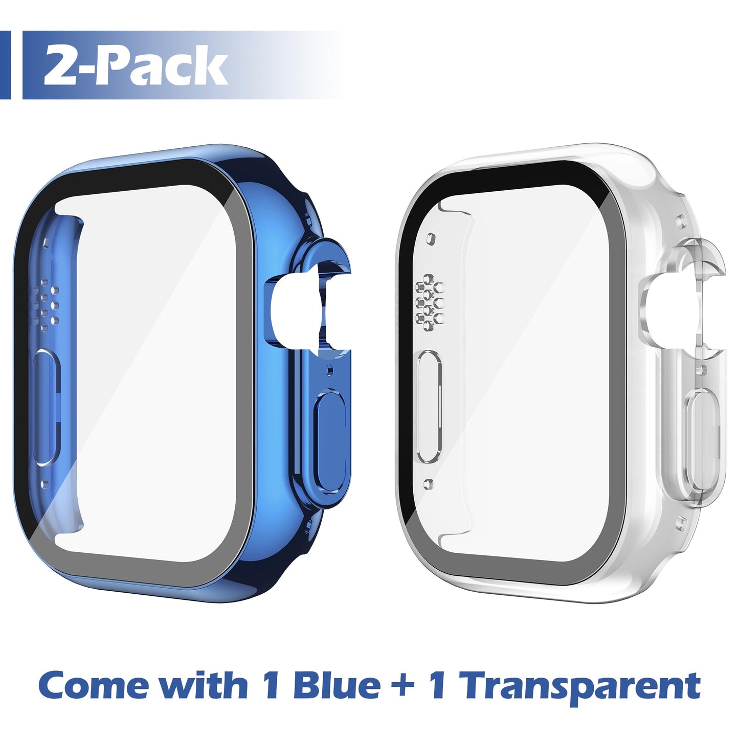 Misxi 2 Pack Hard PC Case with Tempered Glass Screen Protector Compatible with Apple Watch Series 6 SE Series 5 Series 4 44mm, Black